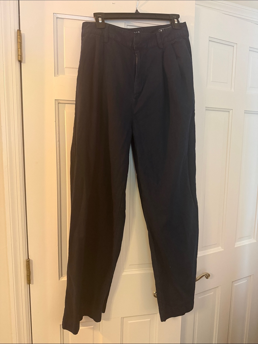 GAP Navy Wide Leg Linen Pants with Pleats